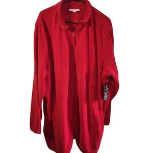 Woman Within Red Full Zip‎ Fleece Jacket Womens Plus Size 2X 26/28 Mock Neck NWT